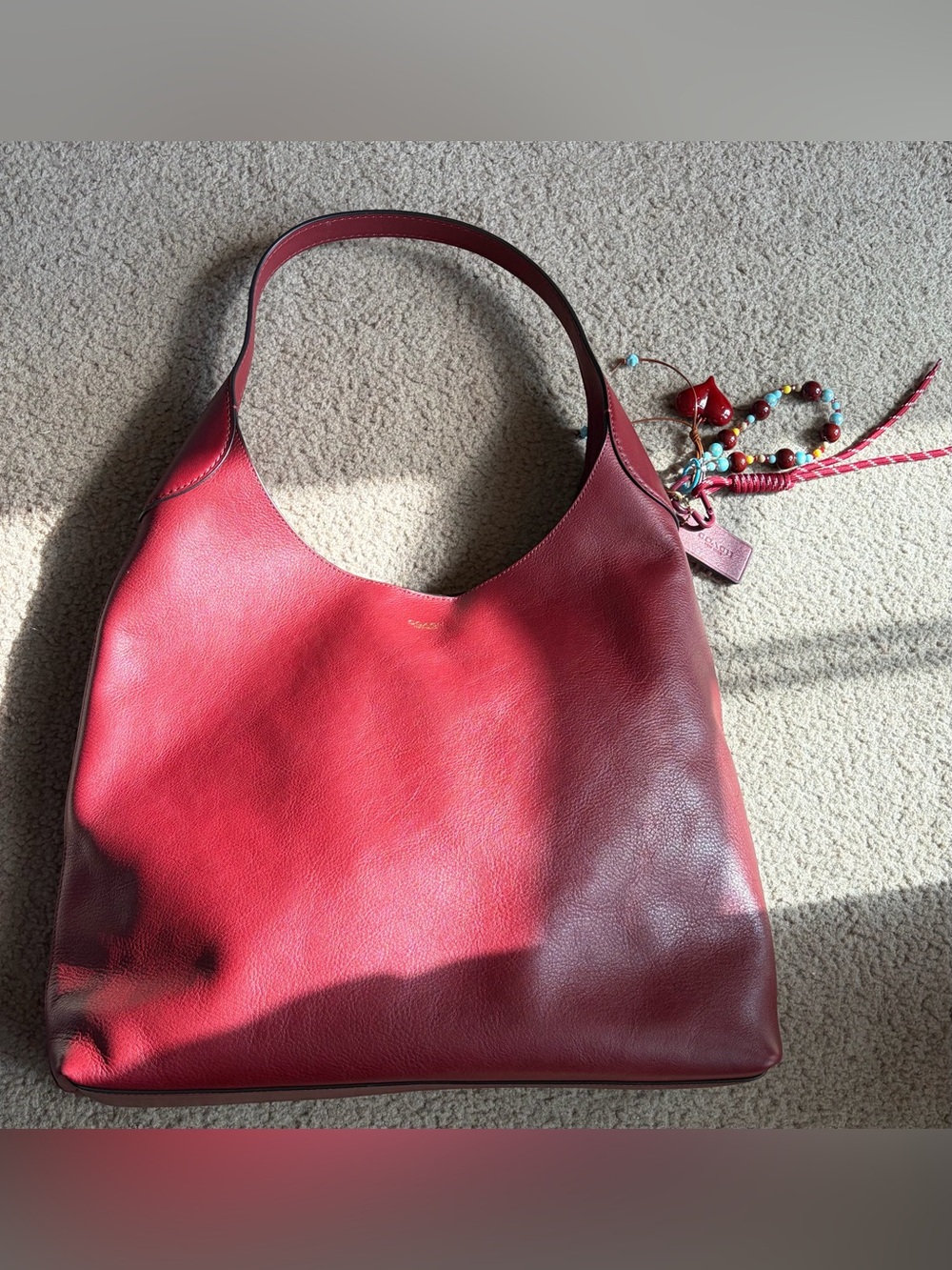 Authentic Coach Brooklyn 39 Dark Ruby Red Genuine Full Grain Leather - Picture 1 of 16